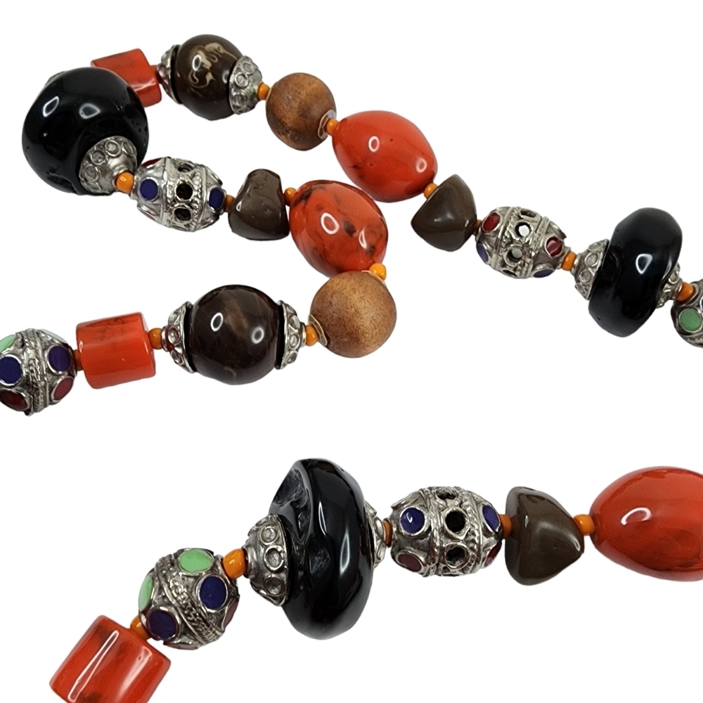 Vintage Boho Belt Art Beads Leather Retro Hippie Bohemian Colorful Orange - Picture 13 of 14